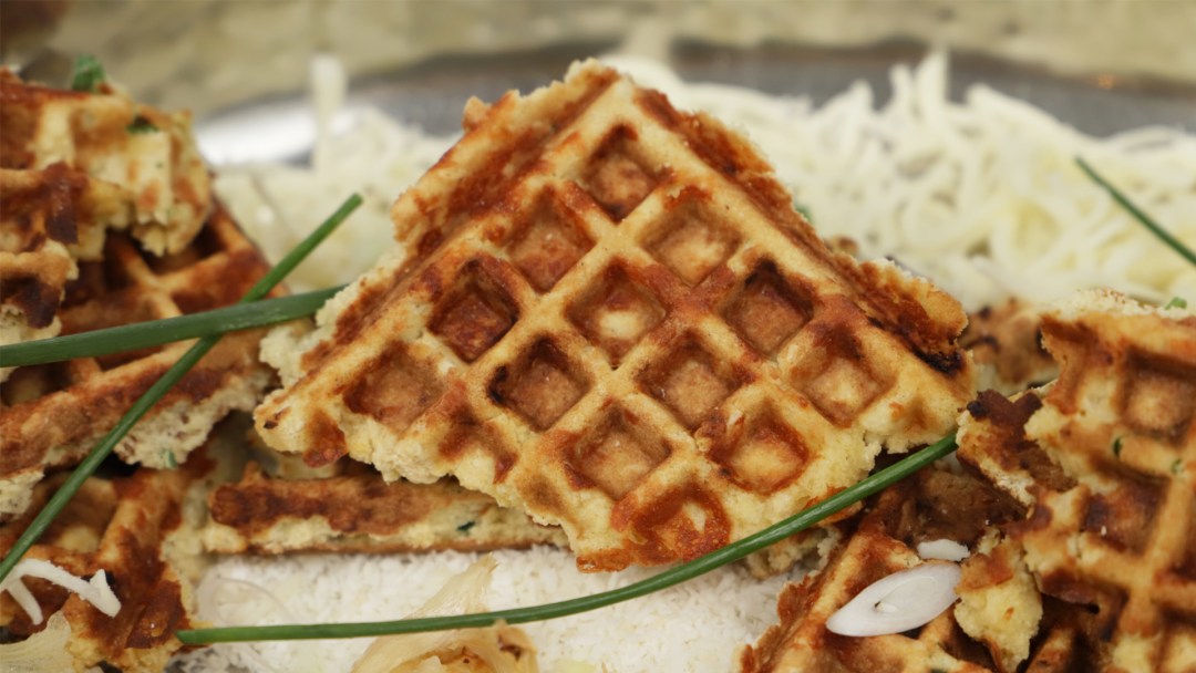 Keto Browned Garlic Coconut Savory Waffles