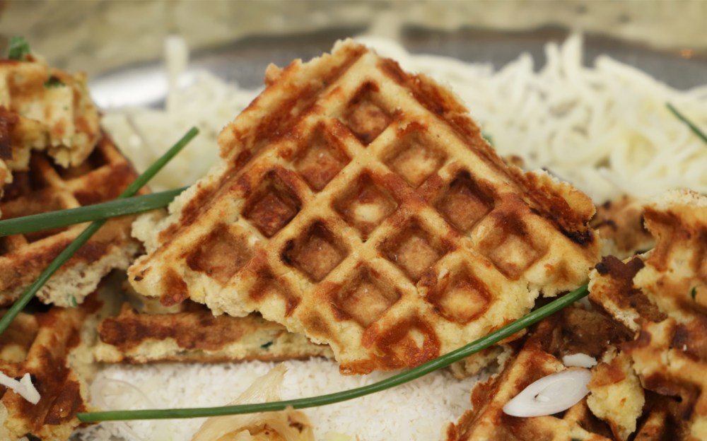 Keto Browned Garlic Coconut Savory Waffles