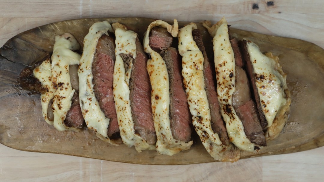 Keto Parmesan Mozzarella-Crusted Rib Eye Steak