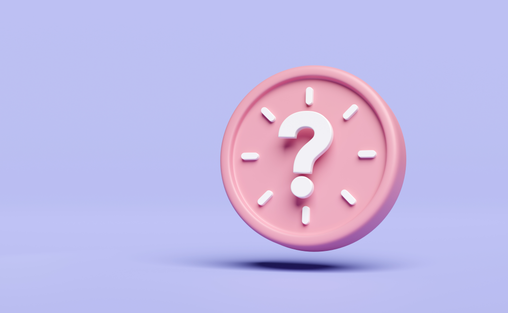 Cartoon clock with a question mark
