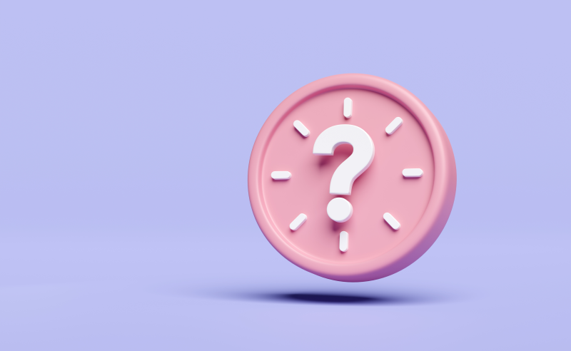 Cartoon clock with a question mark