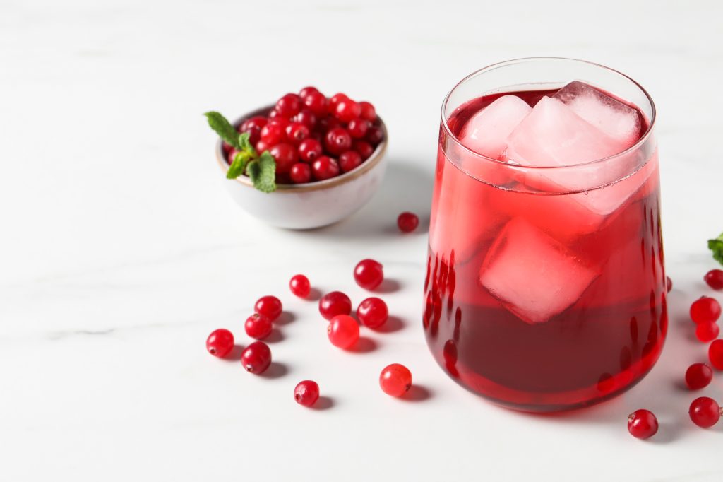Cranberry juice and berries