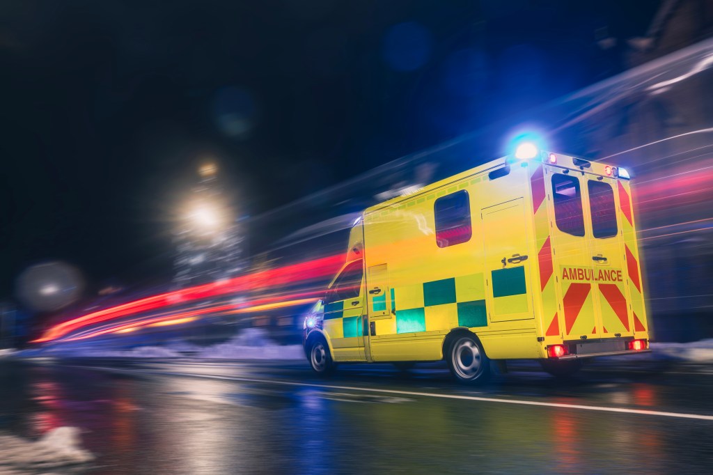 Ambulance driving to the hospital