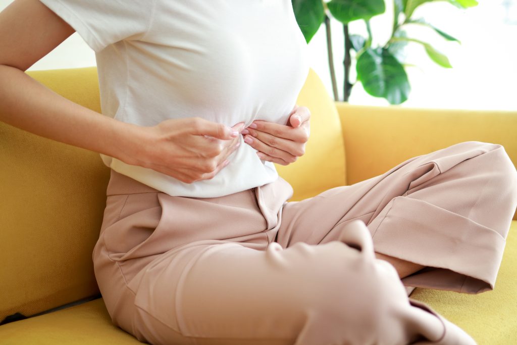 Woman performing acupressure
