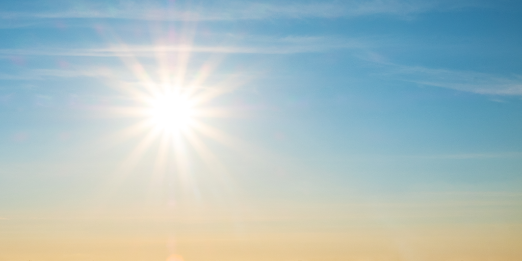 Bright sun in the sky