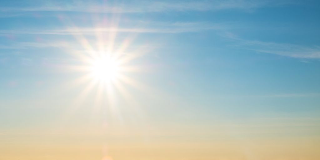 Bright sun in the sky