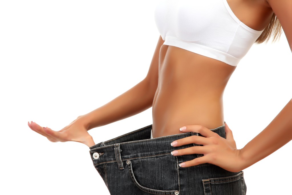 Woman in oversized jeans