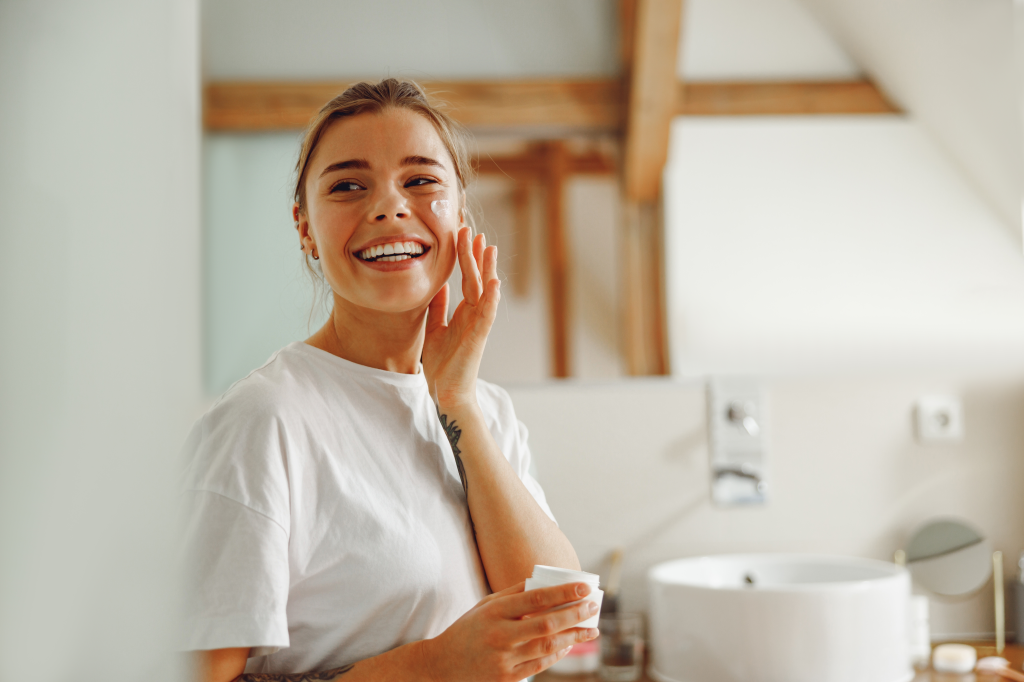 Woman doing skin care