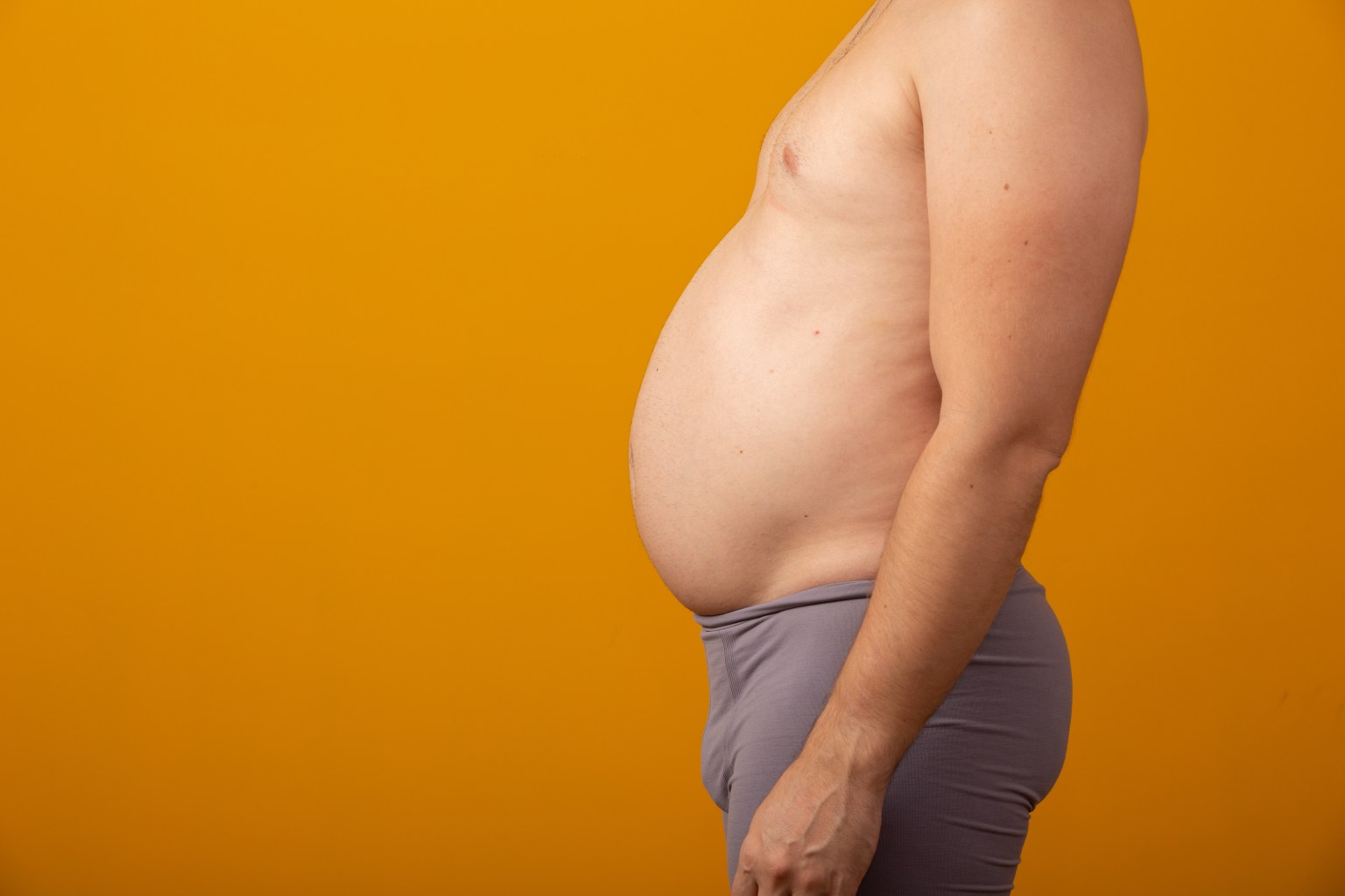 Man with liver belly