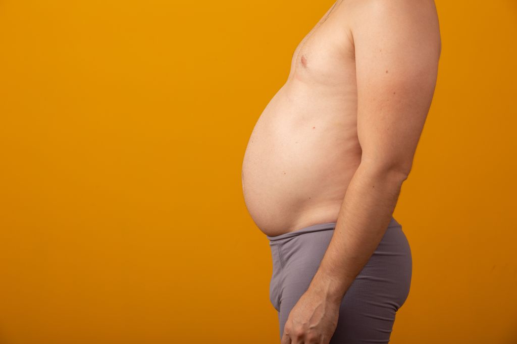 Man with liver belly