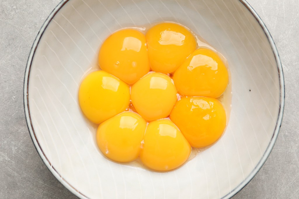 Egg yolks in a bowl