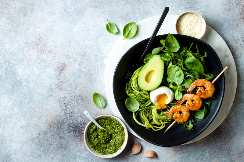 Keto-friendly pesto zucchini noodles