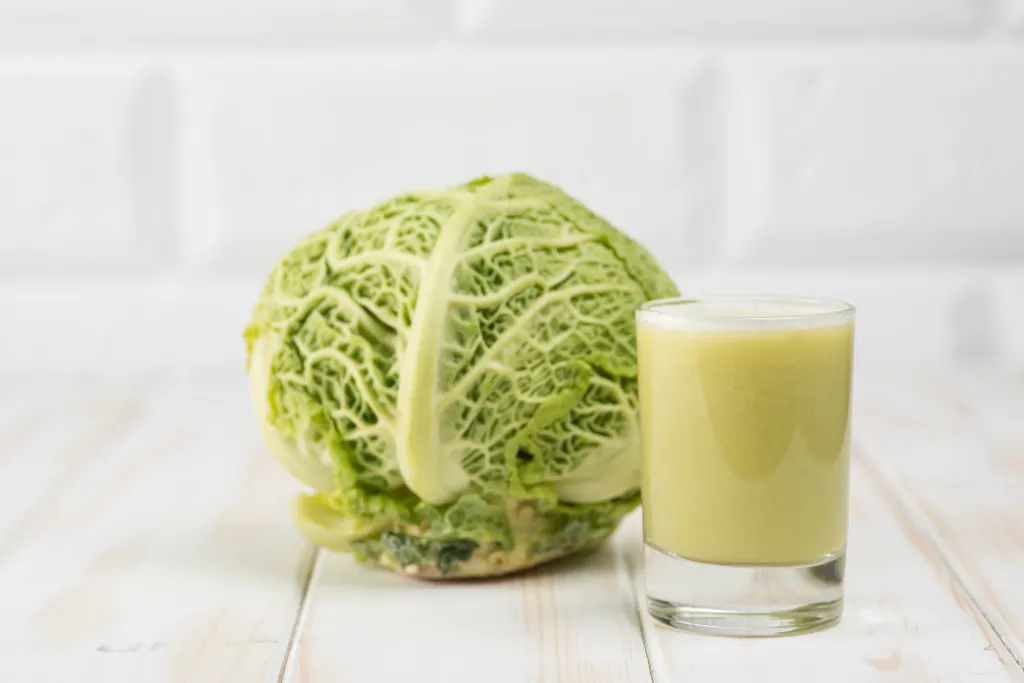 Raw cabbage juice in glass