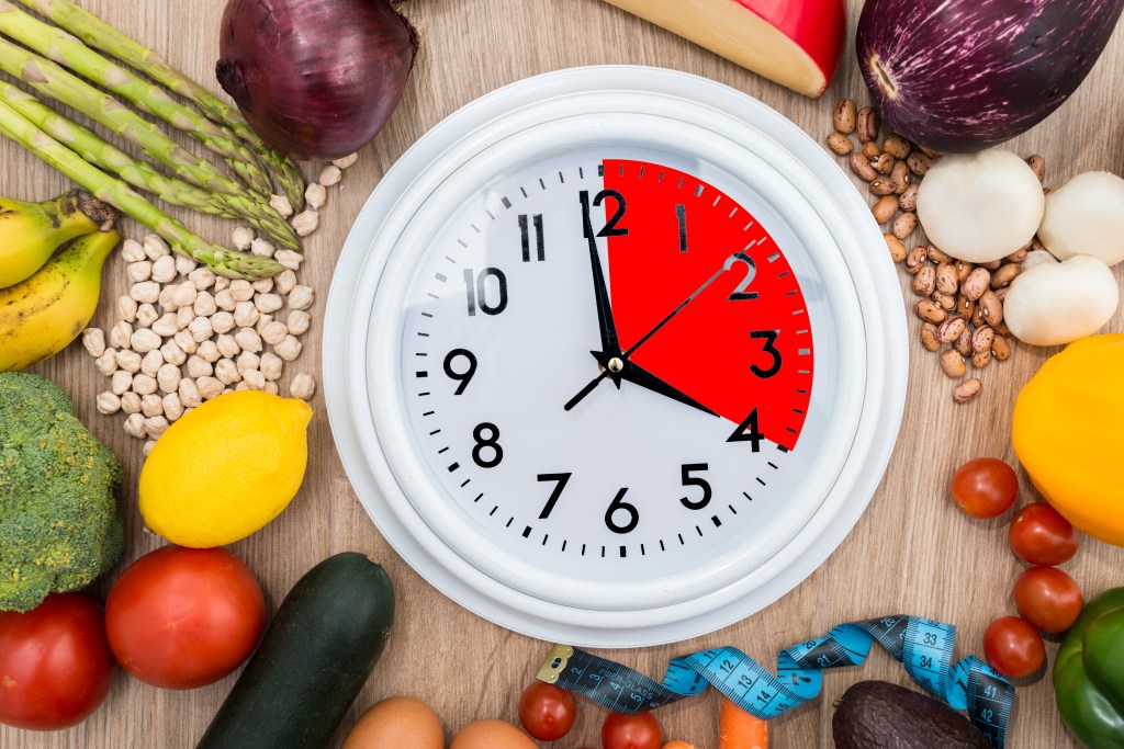 Clock with healthy food