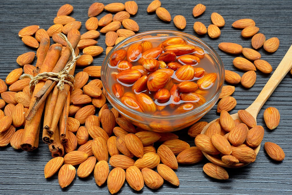 Almonds soaked in water
