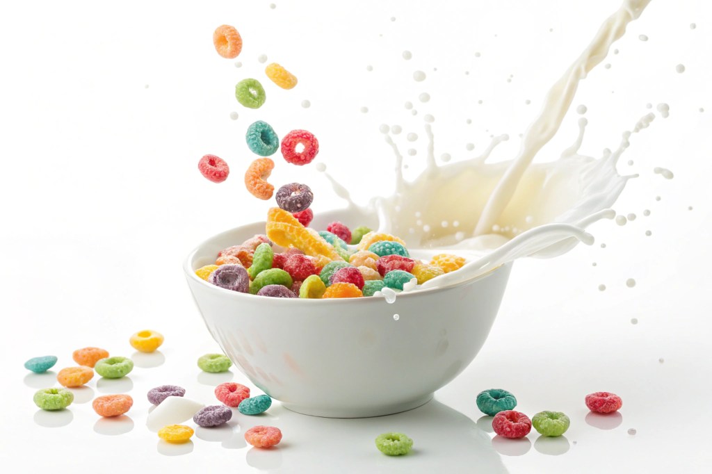 Sugary cereal with milk