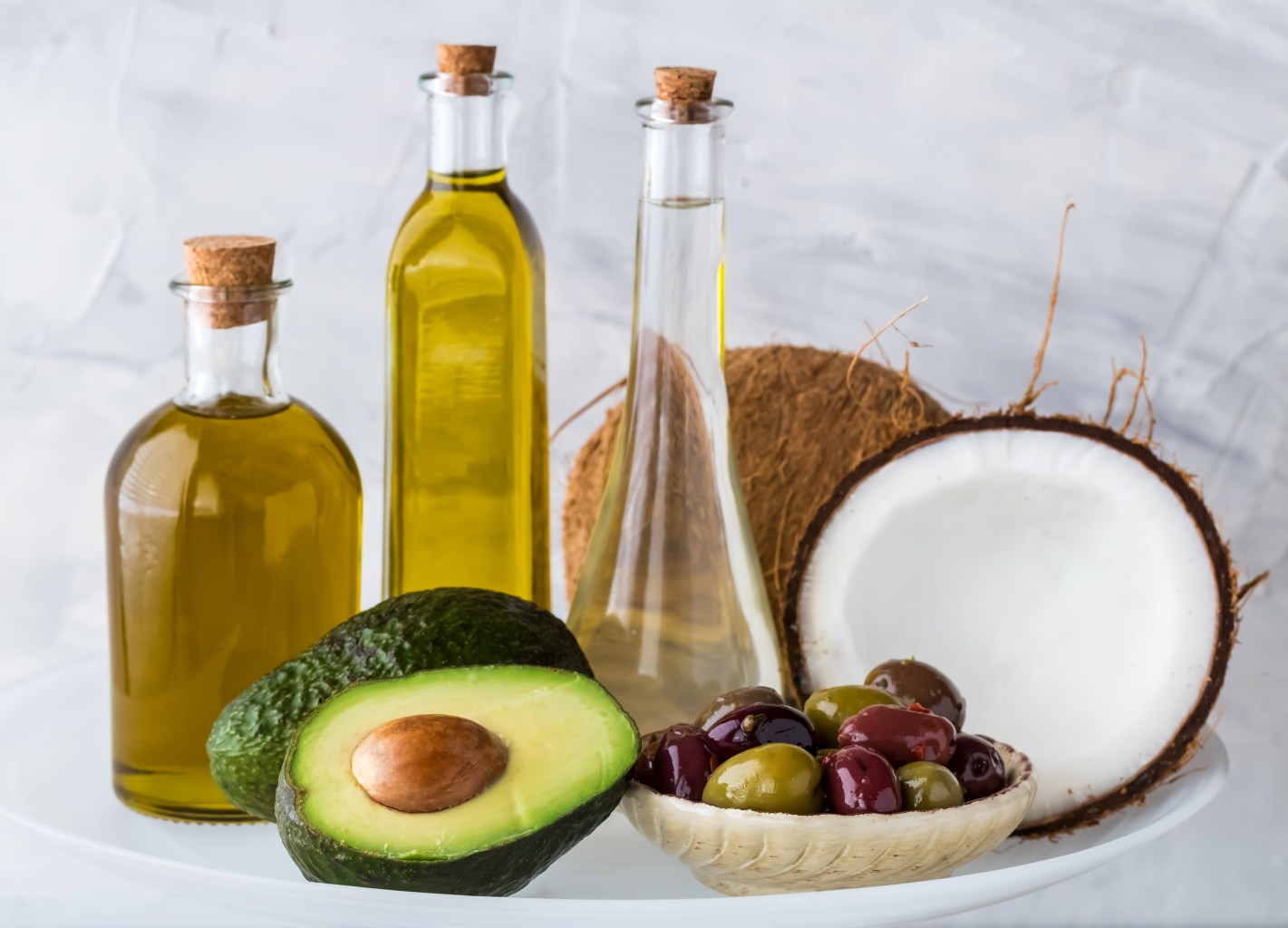Avocado, coconut, and olive oil 