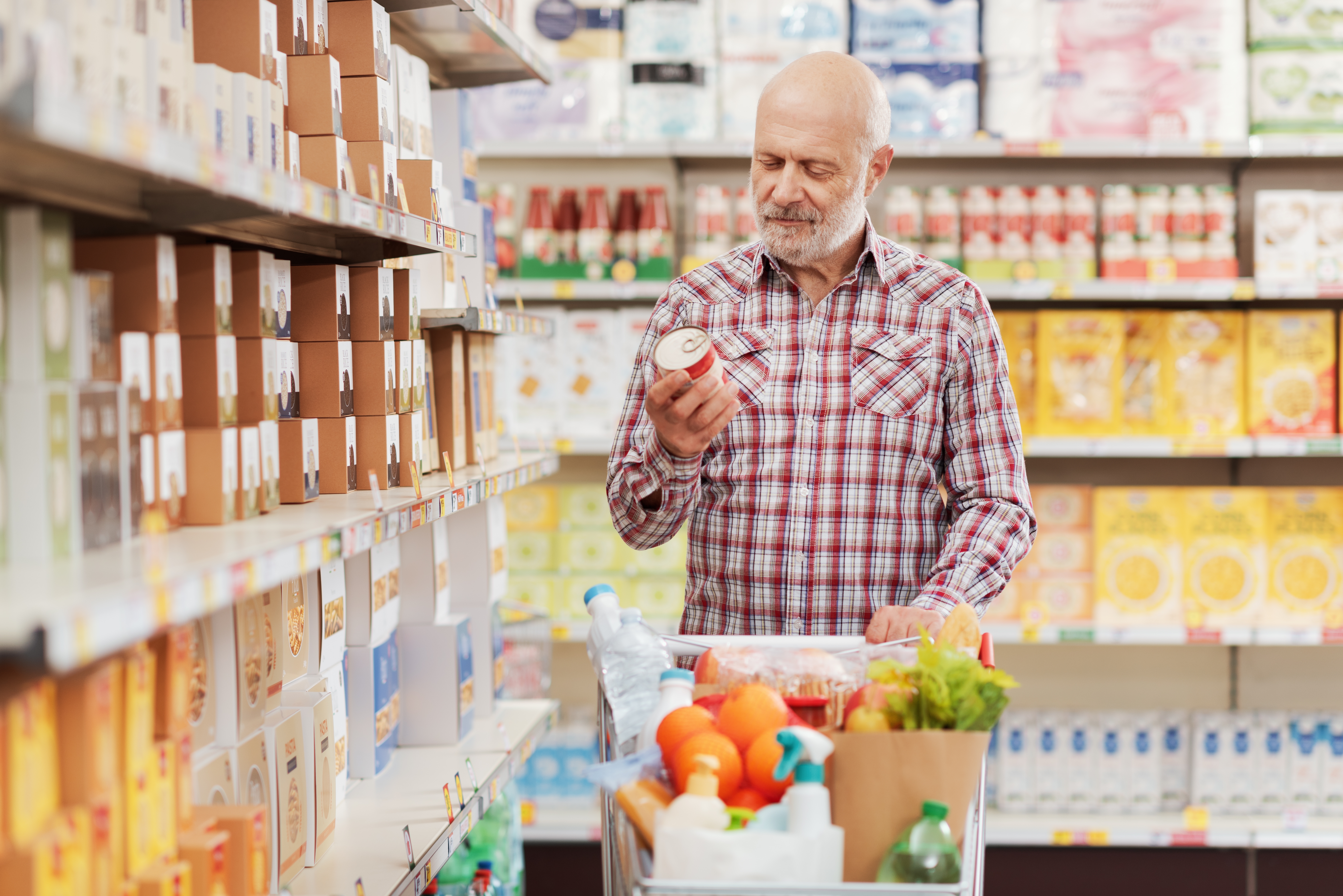Man reading food label