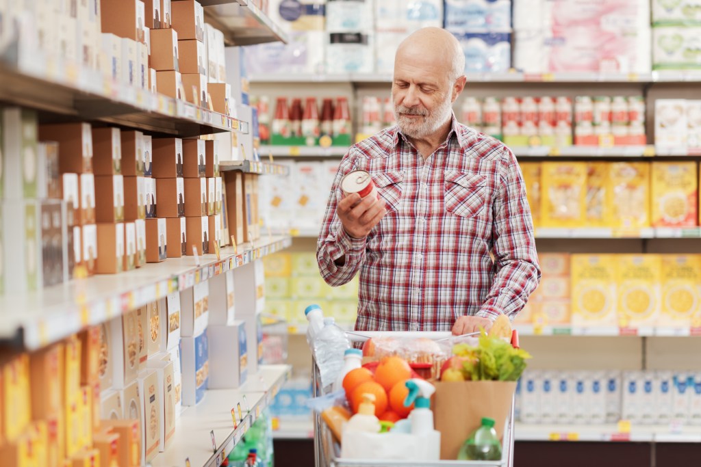 Man reading food label