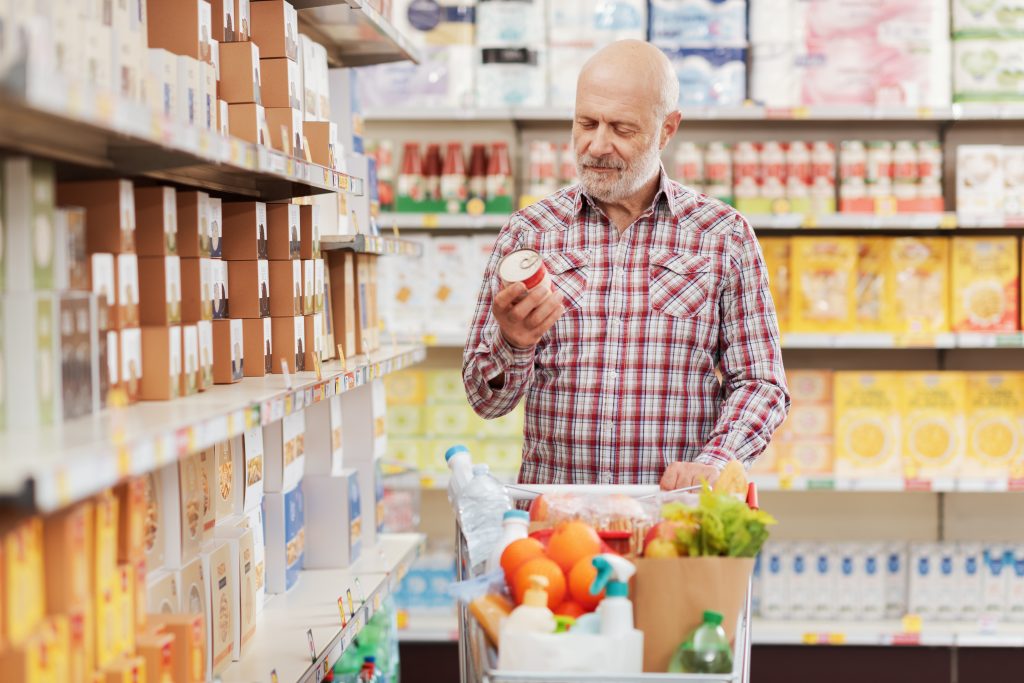 Man reading food label