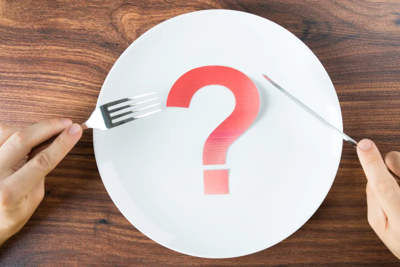 Question mark on a dinner plate