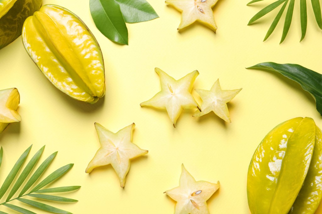 Star fruit slices on a table