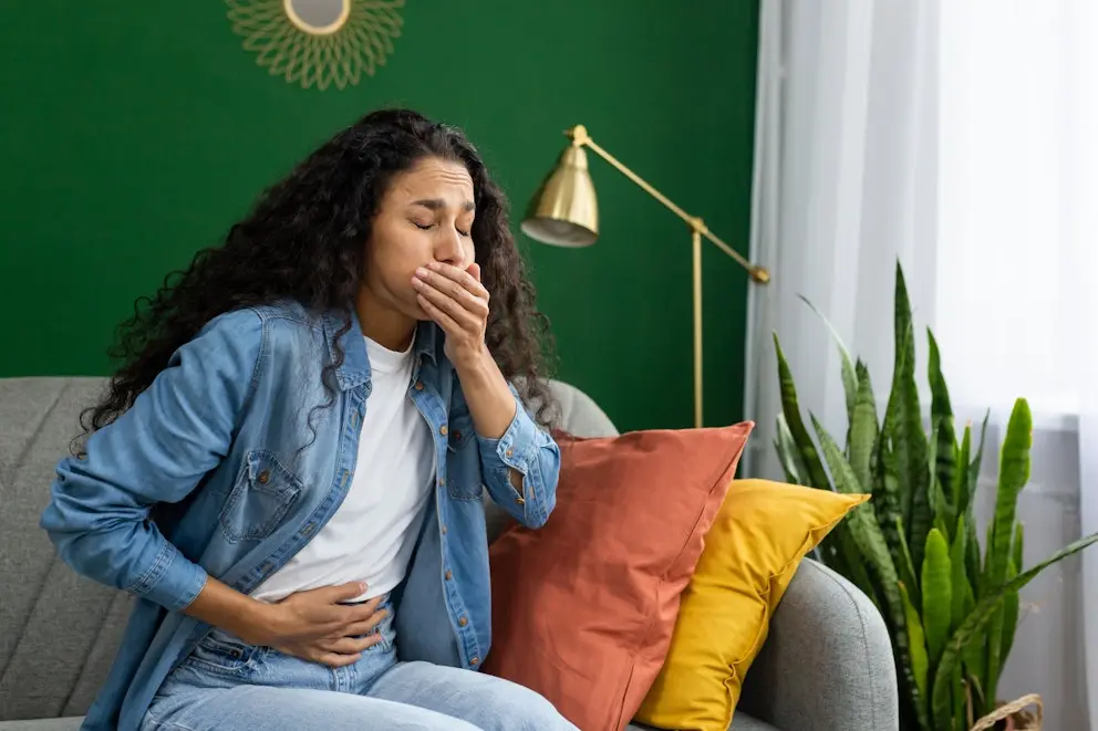 Woman feeling nauseous