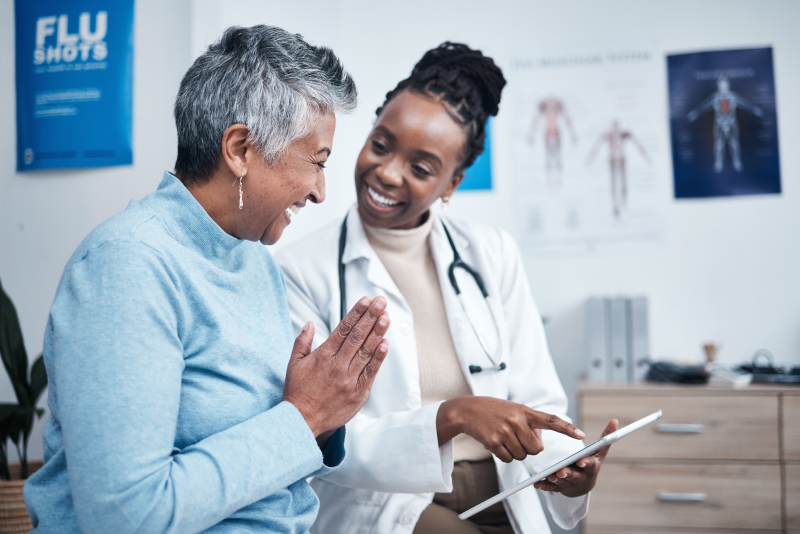 Doctor and patient reviewing a chart