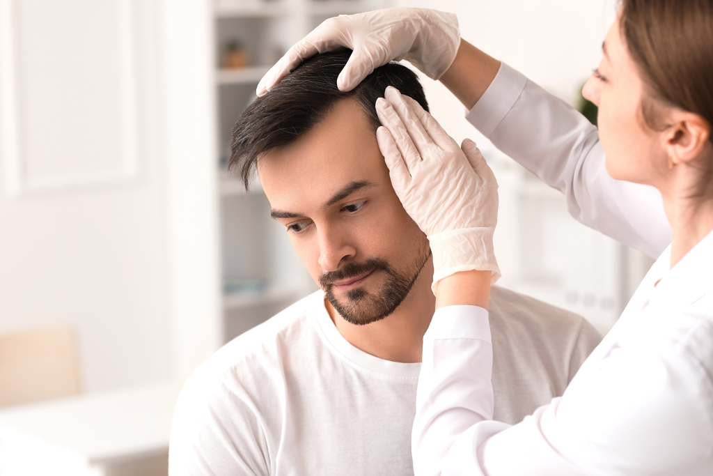 Doctor examining hair