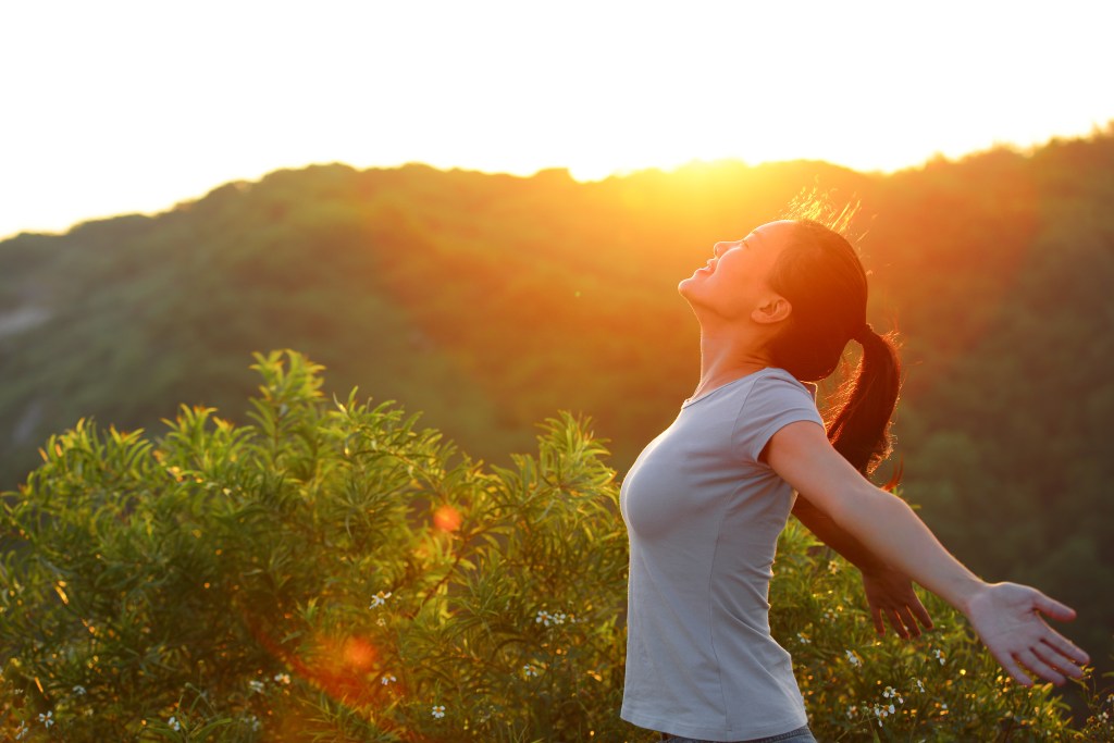 Woman feeling energized