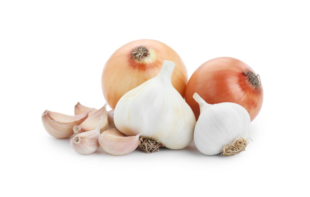 Fresh onion and garlic