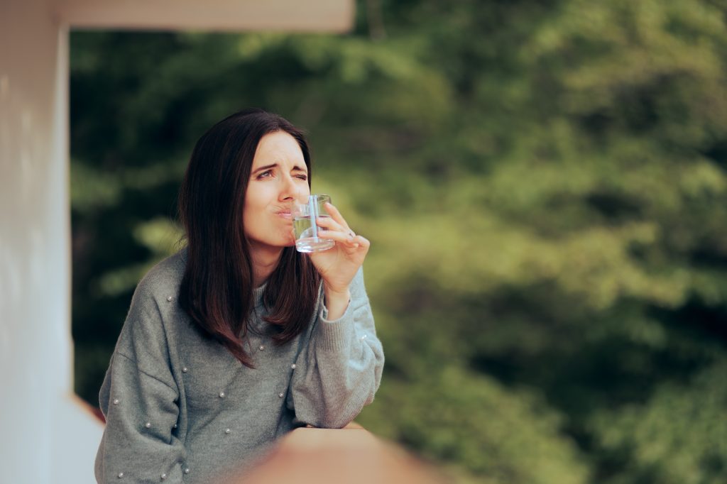 Woman not enjoying water  
