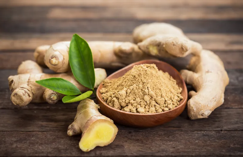 Ginger root on table