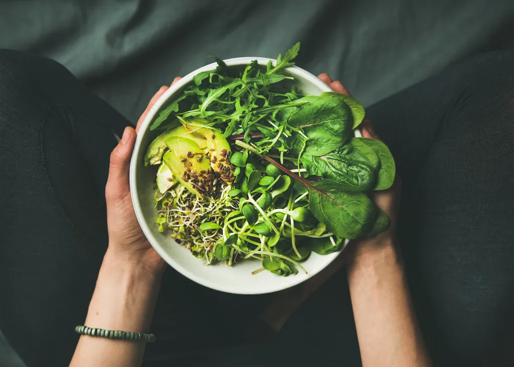 Bowl of chlorophyll-rich foods