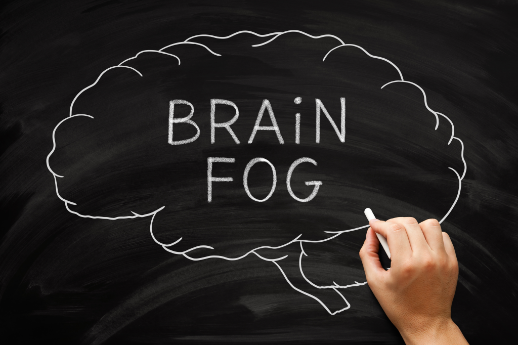 Brain fog on a chalkboard