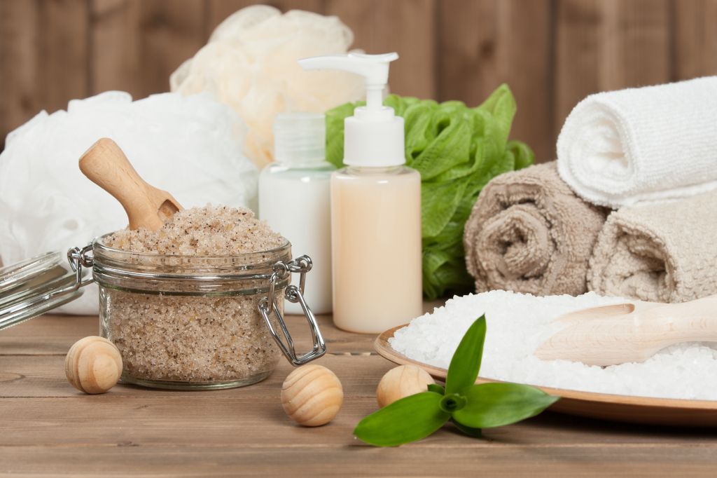 Natural scrub, Epsom salts, and soaps