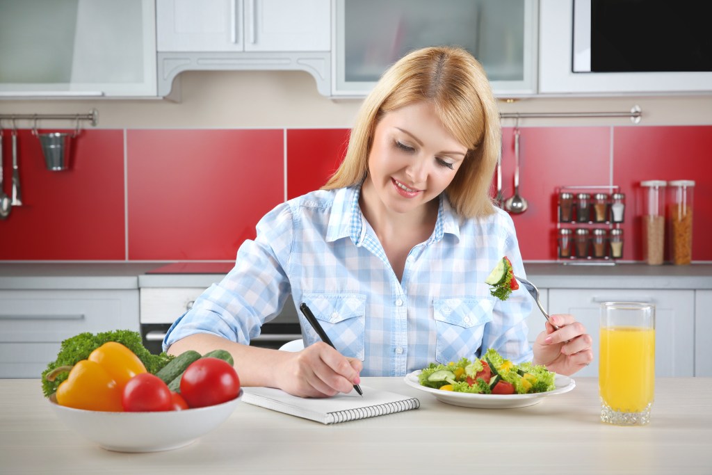 Young women tracking eating habits