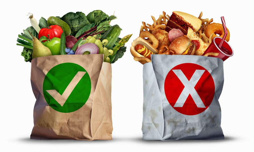 Healthy and unhealthy foods