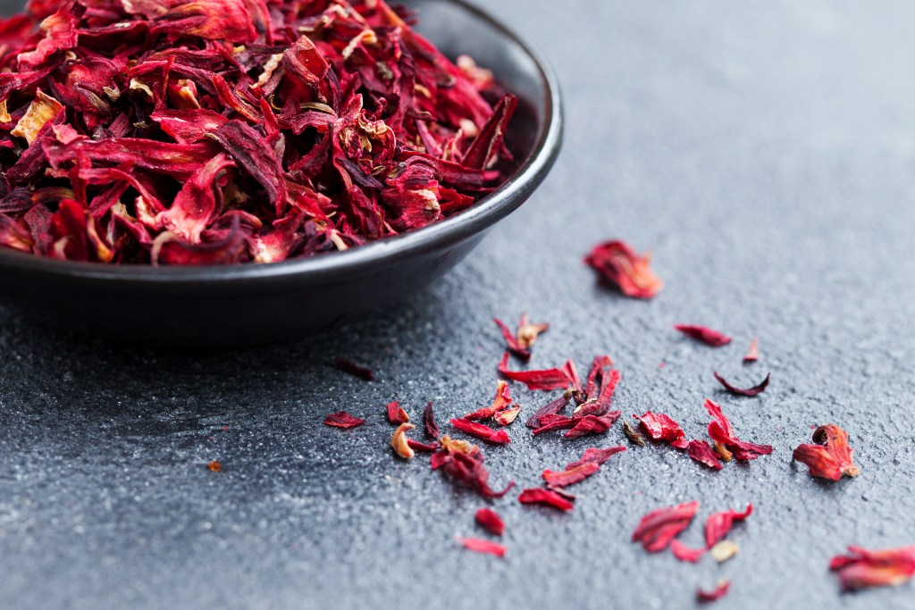 Dried hibiscus leaves