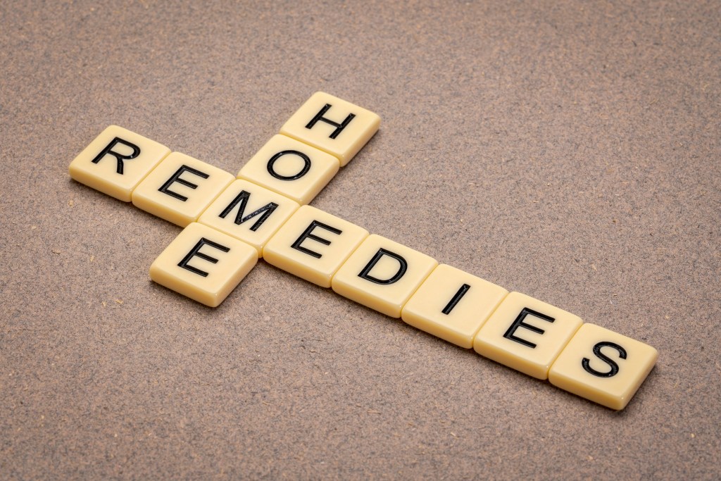 Home remedies spelled with tiles