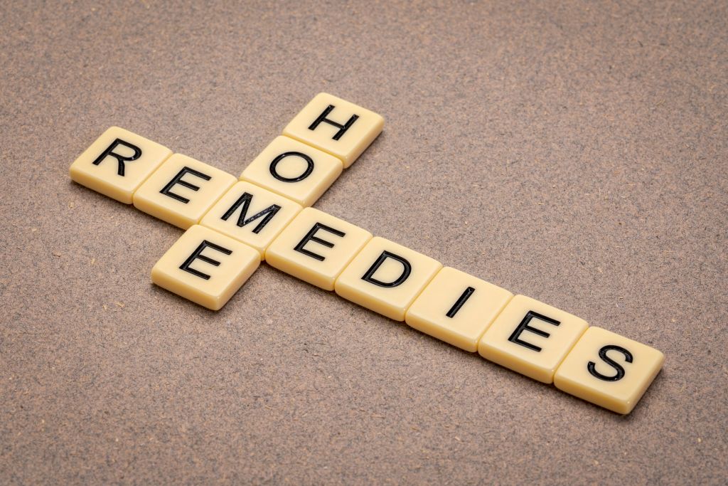 Home remedies spelled with tiles