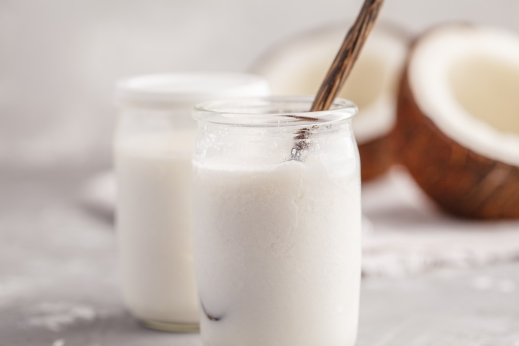 Jar of coconut milk kefir