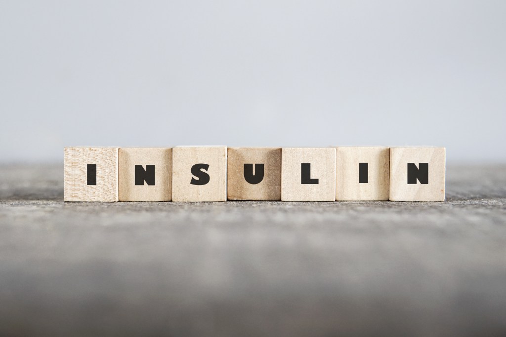 The word insulin on blocks