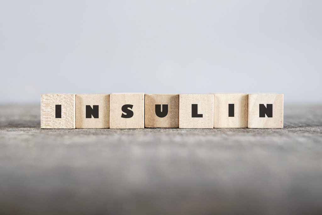 The word insulin on blocks