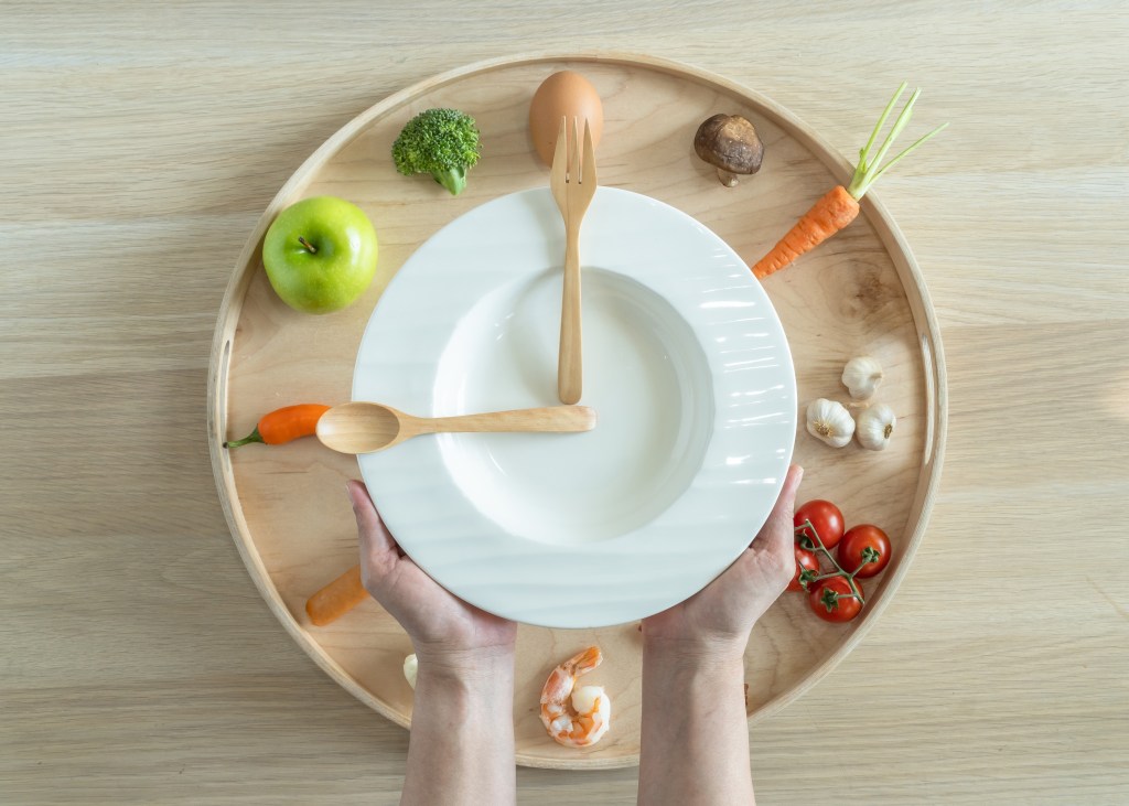 Intermittent fasting clock on plate