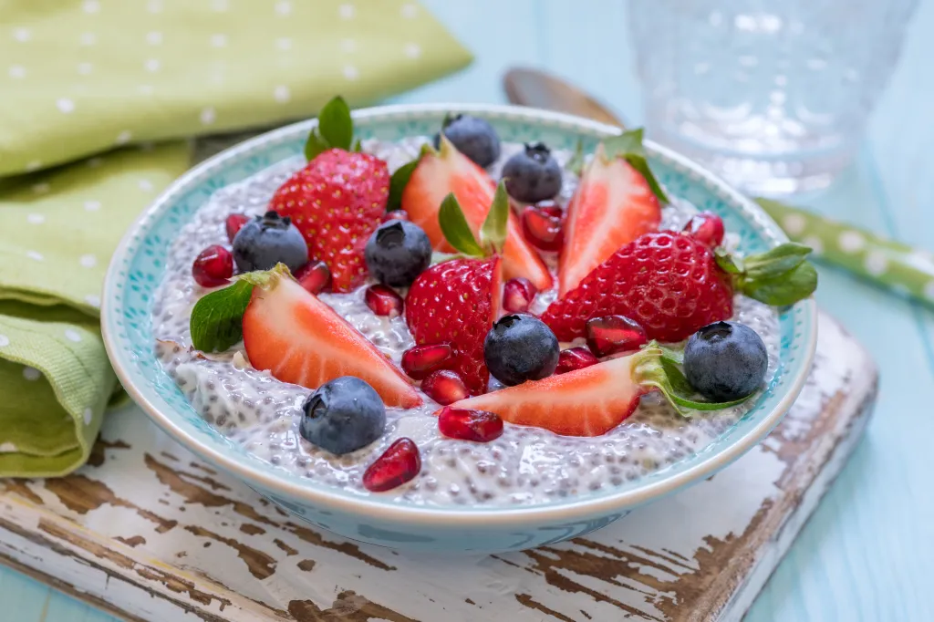 Keto-friendly chia fruit parfait