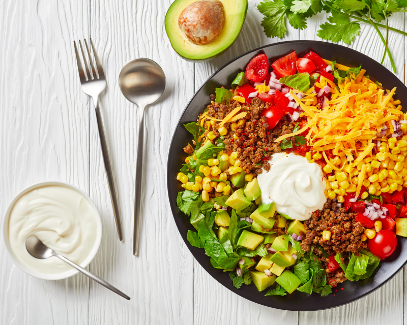 Sour cream and taco bowl