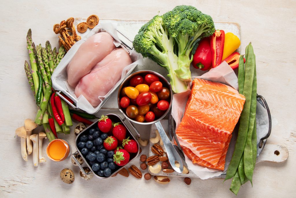 Assortment of healthy keto foods