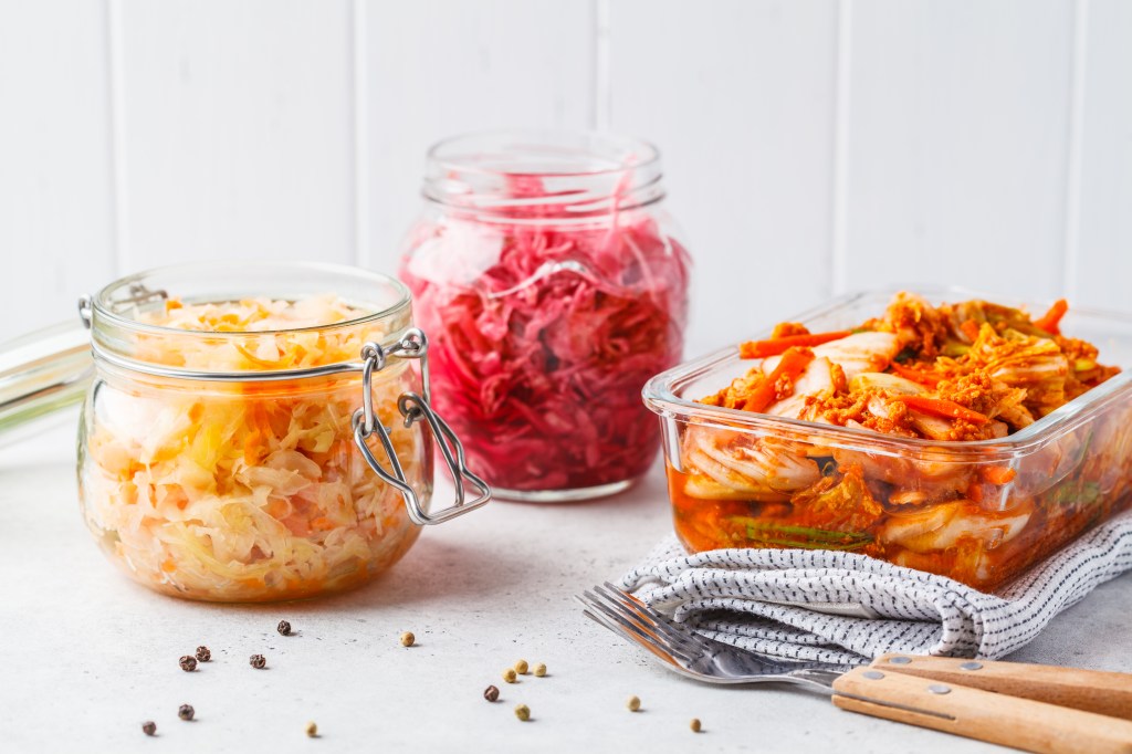 Fermented cabbage in jars