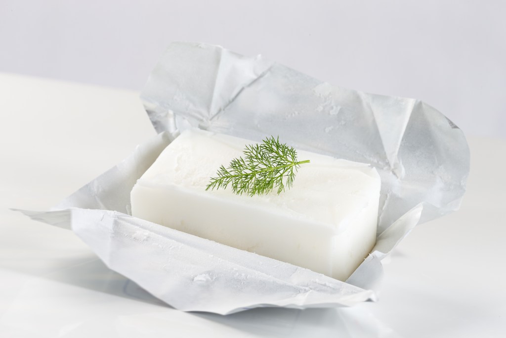 paper-wrapped blocks of lard